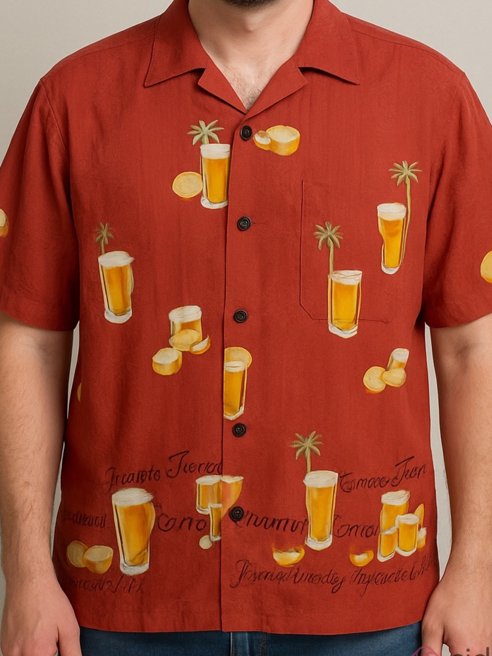 Tommy Bahama 100% silk camp shirt Tropical Cocktail wood button up size XL